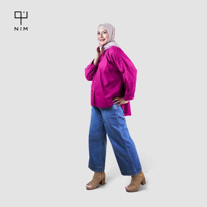 kemeja katun wanita - FUCHSIA