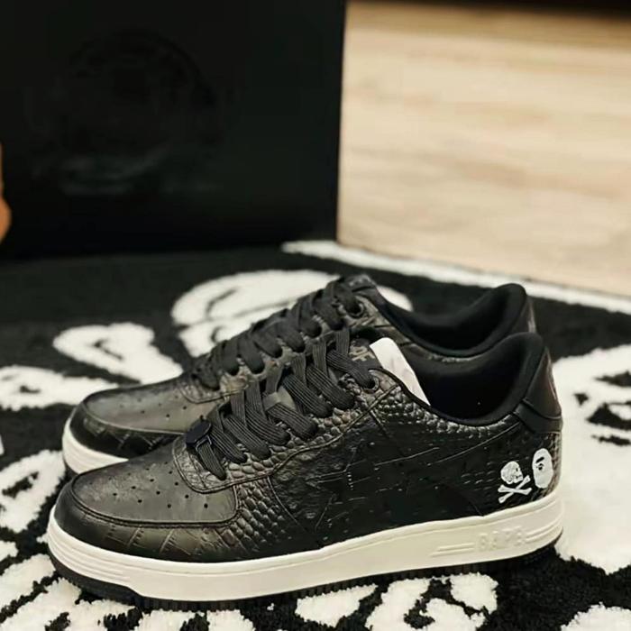 Bapesta x Neighborhood Black White Bape Original 100%