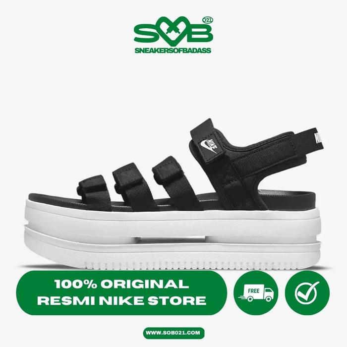 Sepatu Sandal Nike Wanita Icon Classic Black White - DH0223-001