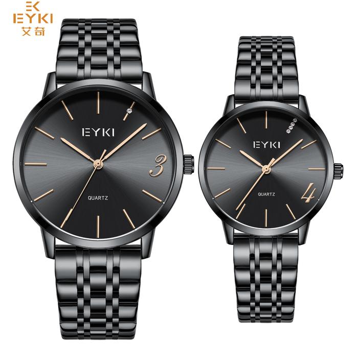 Eyki Jam Tangan Pria Klasik Original E2099 Pasangan Tali Rantai Hitam