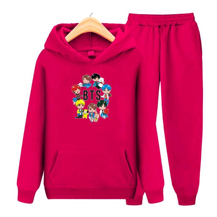 setelan sweater bts/hoddie wanita/set jaket kaos/set celana joger/main