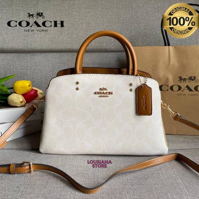 Tas Coach Mini Lillie Carryall In Signature Canvas White Brown
