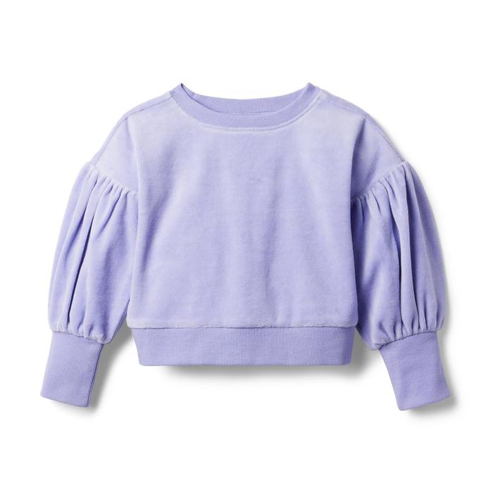 Janie and Jack Velour Puff Sleeve Sweatshirt - Lilac