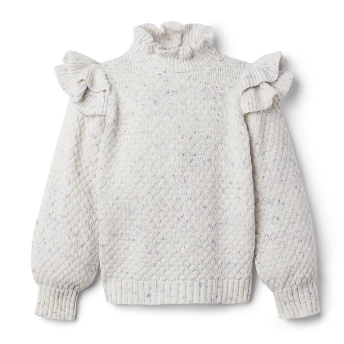 Janie and Jack Marled Ruffle Shoulder Sweater