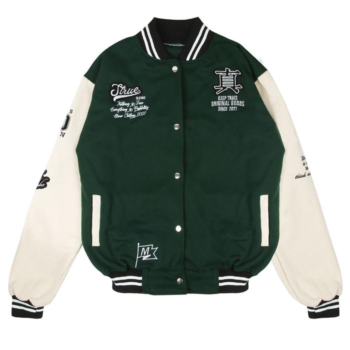 Varsity Jacket Original STRUE Baseball Hijau Jaket Varsity Vintage XXL
