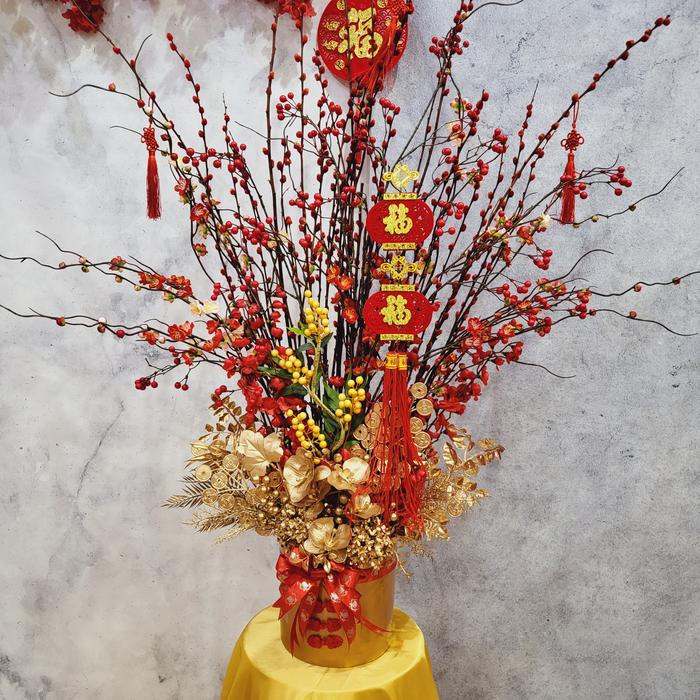 Paket Dekorasi Hiasan Imlek Pot Bunga Pussy Willow CNY 125