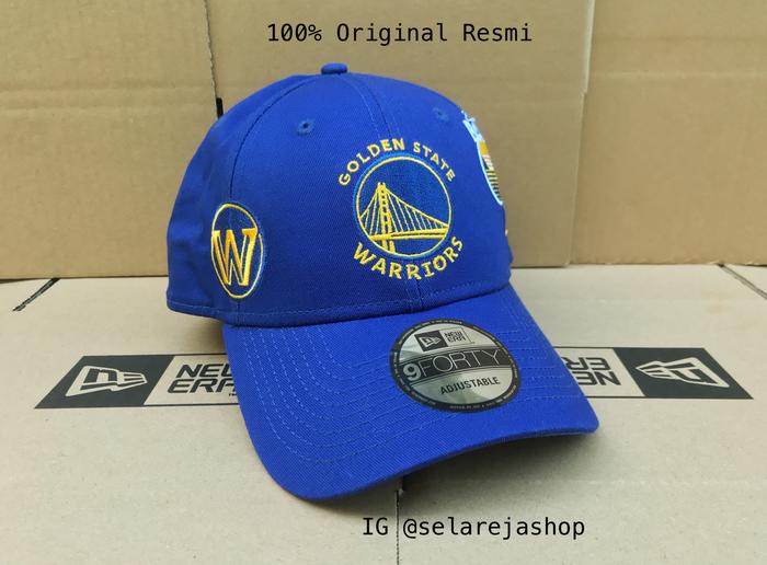 Topi New Era 9Forty League Golden State Warriors Multi Logos Blue Cap 100% Original Resmi