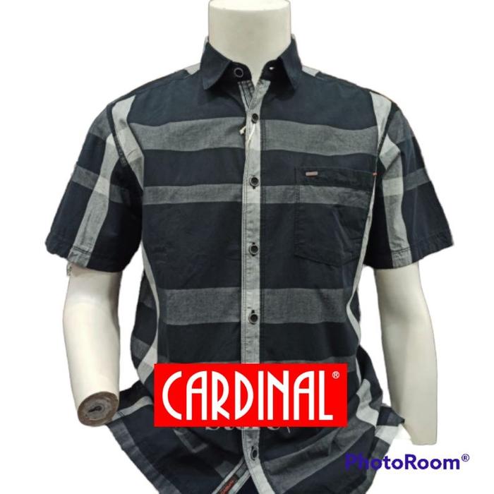 kemeja pria kasual cardinal lengan pendek bahan katun