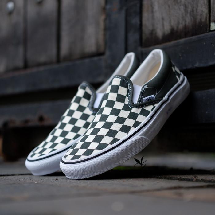 VANS CHECKERBOARD OLIVE GREEN