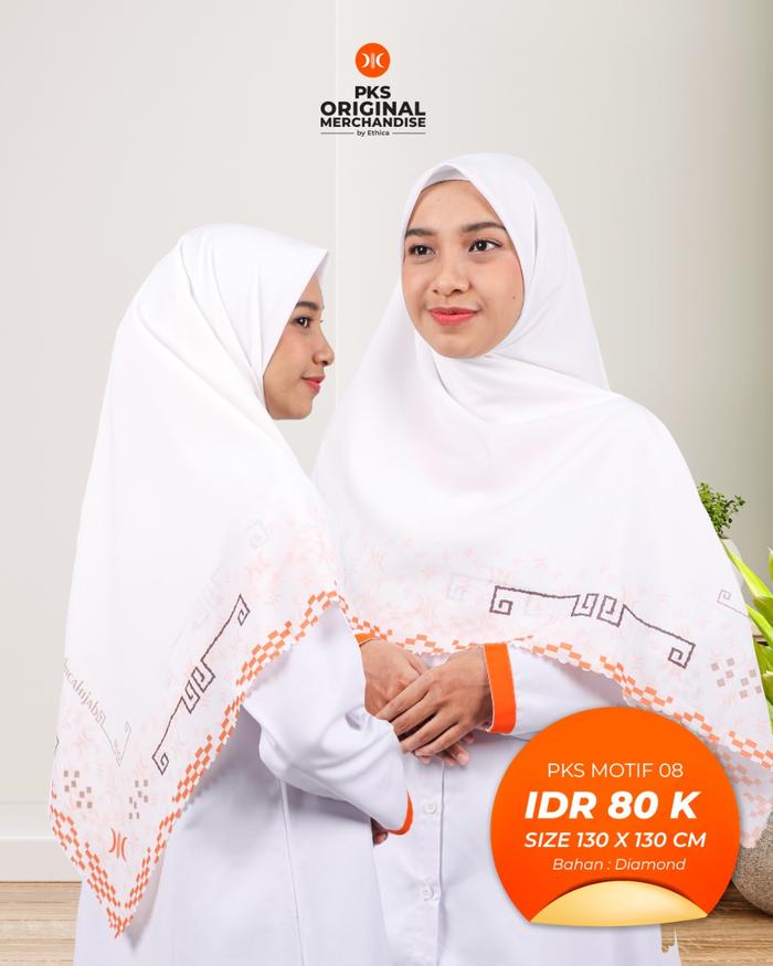 PKS Merchandise | PKS Motif 08 Hijab Segi Empat Motif PKS