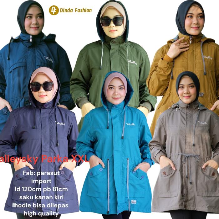 Bestseller valleysky parka xxl ld 120cm jaket wanita hoodie parasut