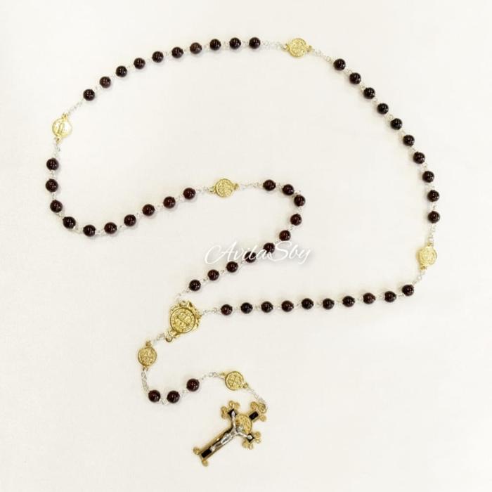Rosario Batu Garnet All Benedict Gold Rohani Katolik