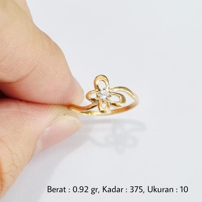0.92 gr - Cincin Emas Kupu-Kupu Ukuran Size 10 Kadar 375 (8K) - L15