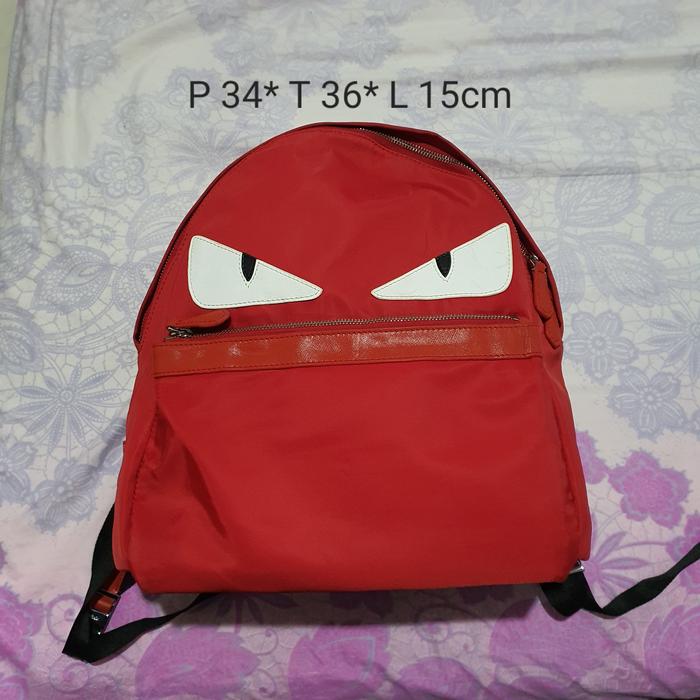 Ransel nilon merah Unisex branded Fendi Monster