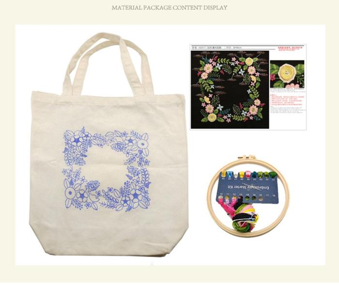 Embroidery Sulam Tas Bahu Canvas Tote Bag Kit Cross Stitch Bordir Hand