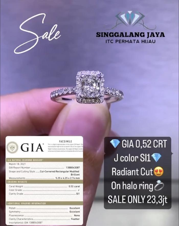 Sale Cincin Berlian Eropa GIA 0,52CRT J Color Si1 Mas Putih 750