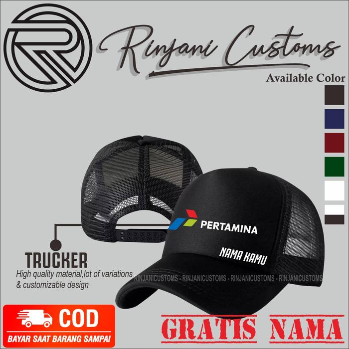 TOPI JARING PERTAMINA GRATIS PAKAI NAMA DAN MASKER - PERTAMINA BUMN
