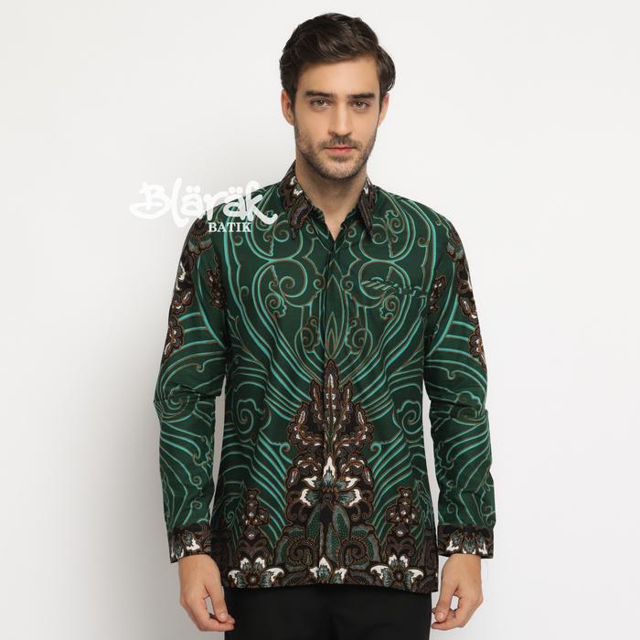 Kemeja Batik Pria Lengan Panjang / Pendek Batik Blarak Aswangga Hijau