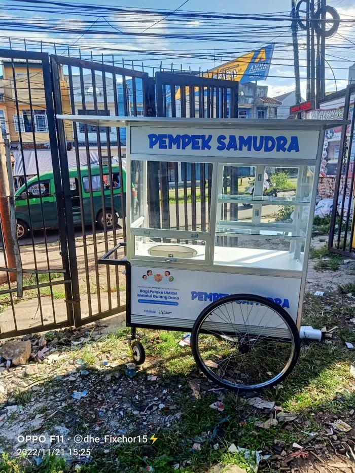 Gerobak Pempek Roda Dorong Aluminium Murah Kuat Alumunium