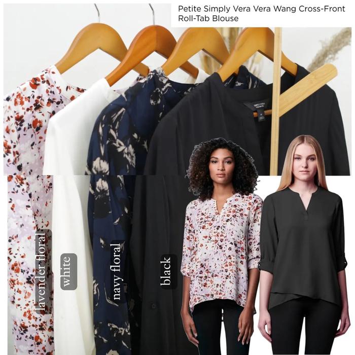 SIMPLY VERA WANG Cross Front Roll Tab Blouse