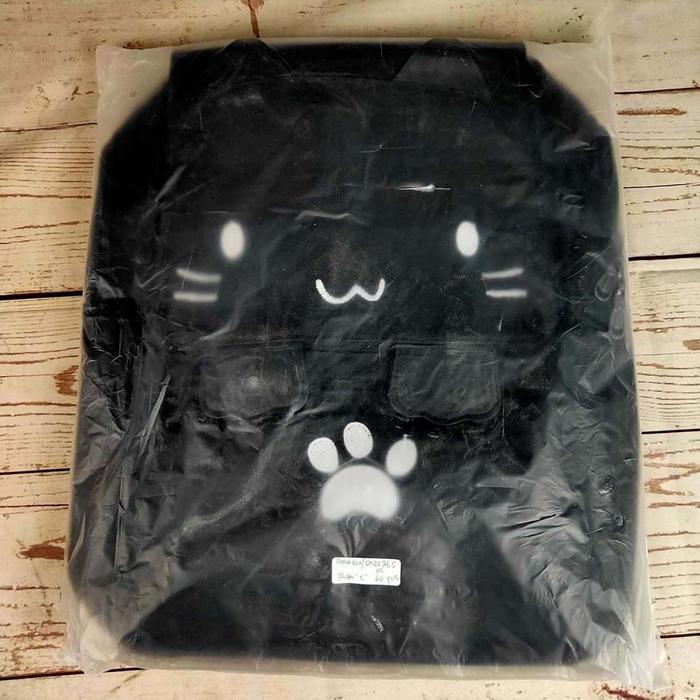 Ready Tas Ransel Wanita Model Cat Cartoon - Bb637 - Black White