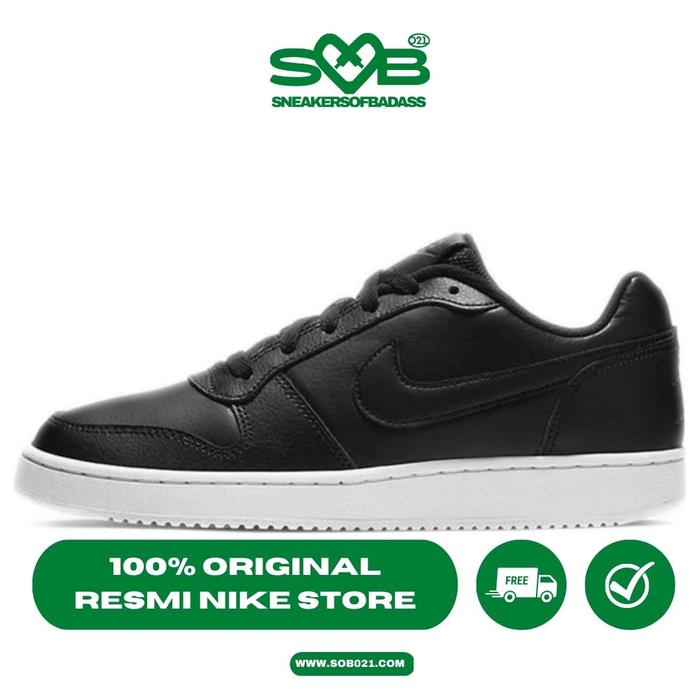 Sepatu Sneakers Nike Ebernon Low Black Black White - AQ1779-001