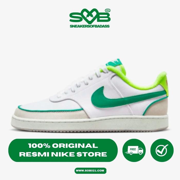 Sepatu Sneakers Nike Court Vision Low Canvas White Green - DX2941-100