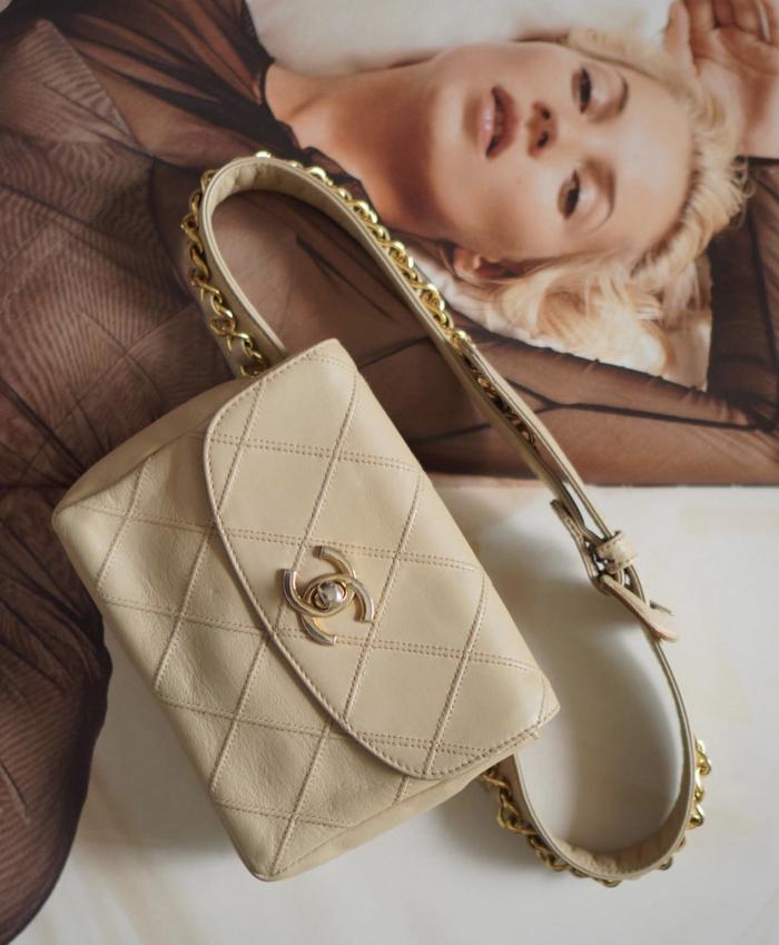 Chanel Classic Flap Belt Bag Beige