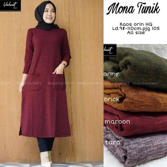 Long Tunik Polos Wanita Mona Nike Balqis Matt Kaos Orin Original