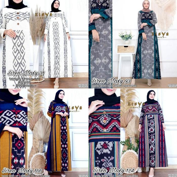 Premium Gamis Tenun Troso Siren Maxy Baju Kantoran Kondangan Wanita