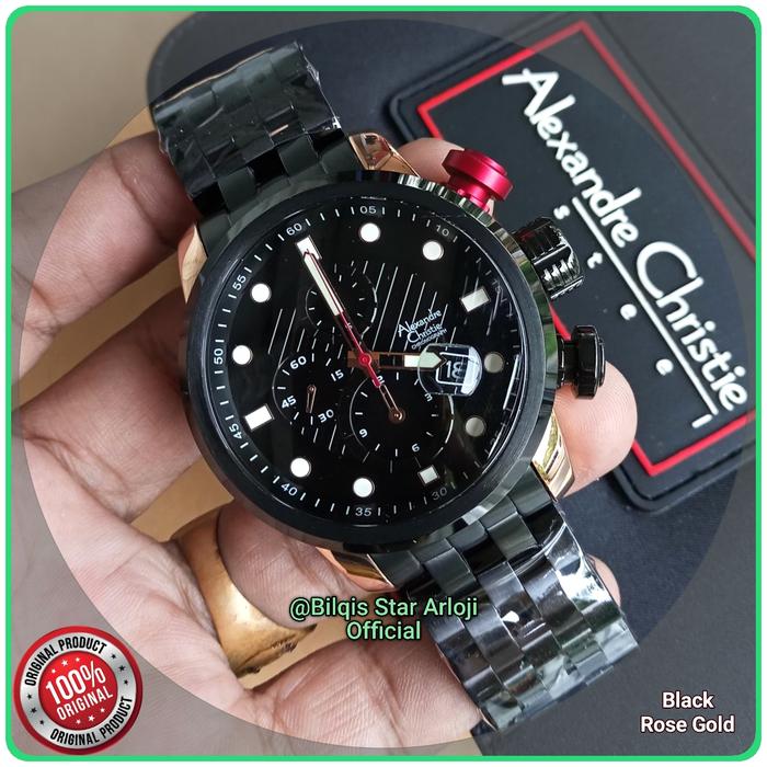 Alexandre Christie Pria Ac 6163 Mc Set Tali Rantai Black Rose Gold
