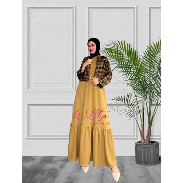 Gamis Fashion Zara Outer Kotak Mix Ity Crepe Ori Wellta//Outer Zara
