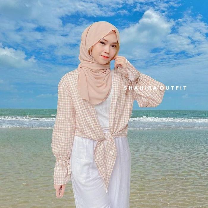 Vinca Cardigan Outer Crop Katun Jepang Premium