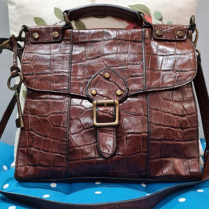 Fossil VRV messenger croco espresso