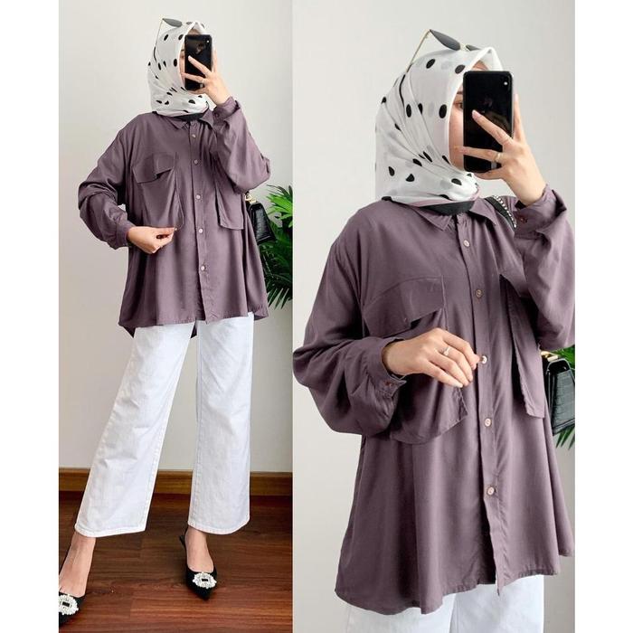 Aisfashion13 - Niko Blouse - Kemeja Oversize Korean Style Kekinian -
