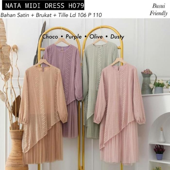 Nata Midi Dress / Tunic Brukat Tile / Top Brukat / Long Tunik / Baju