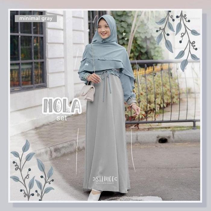 Nola Dress Silmee Ori - Gamis Busui Set Khimar Antem Denaf.Outfit