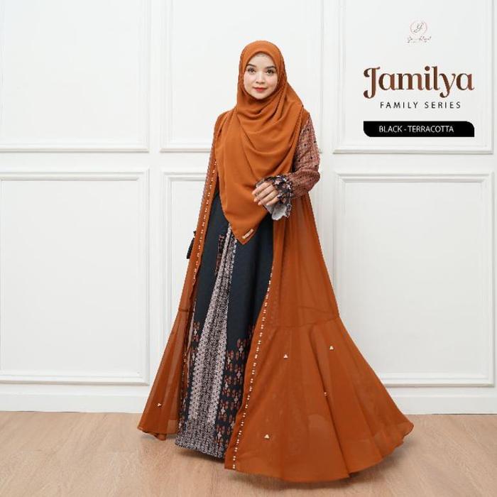 Jamilya Dress By Gerai Aliyah - Gamis Motif Set Outer Denaf.Outfit