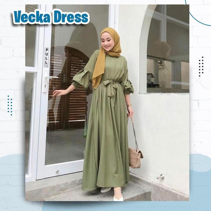 Vecka Dress Gamis Casual Baju Muslim Wanita Dewasa Terbaru Fashion