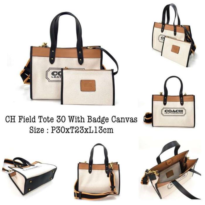 Tas Coach Tote Bag Field 30 With Coach Badge ORI / Tote Bag Coach