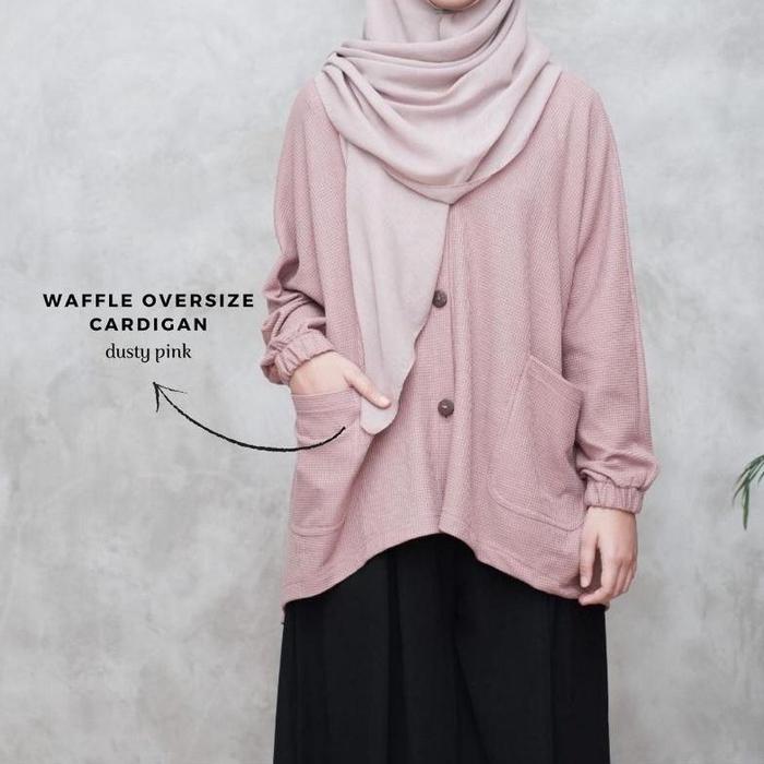 Waffle Oversize Cardi By Safaat.Outfit Bahan Waffle Uniqlo