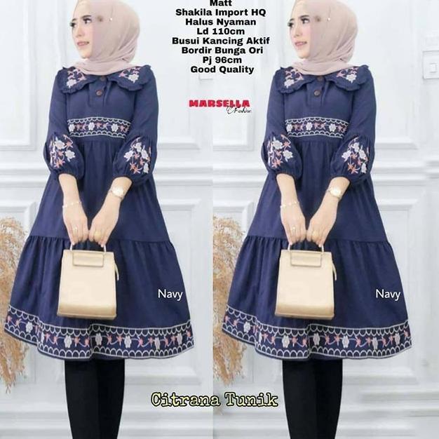 Tunik Katun Bordir Citrana Sasmira Jota Tunik Import Original Label