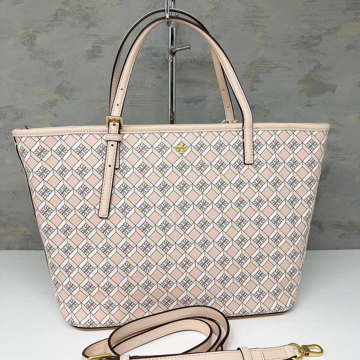 TAS TB GEO LOGO MINI ZIP TOTE DUSTED BLUSH GEO LOGO ALL OVER