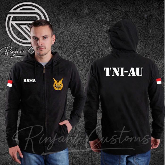 JAKET HOODIE TNI ANGKATAN UDARA GRATIS NAMA DAN MASKER JAKET TNI AU