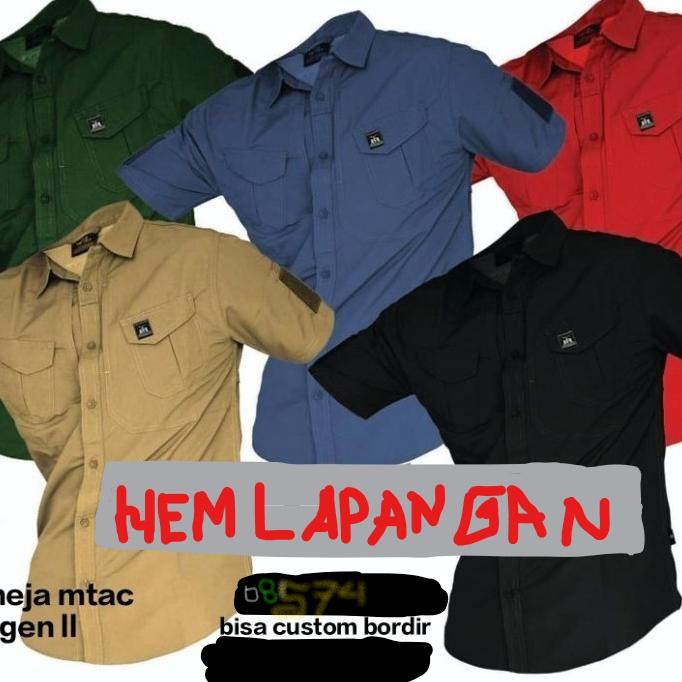Fashion Gunung Kemeja Lapangan Lengan Pendek Pria Tactical Polos Jumbo