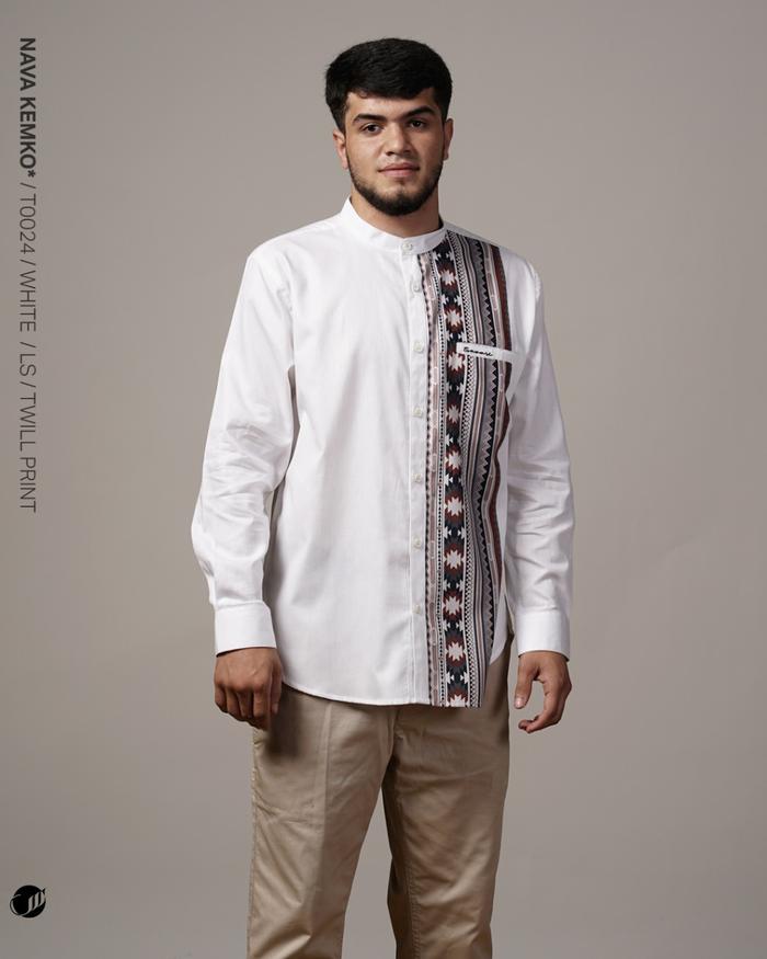 Kemko samase t002 koko putih lengan panjang katun twill