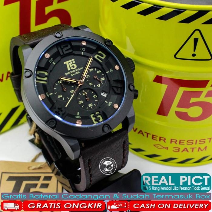 Jam Tangan Pria T5 H 3476G Original Strap Kulit Garansi Resmi 1 Tahun