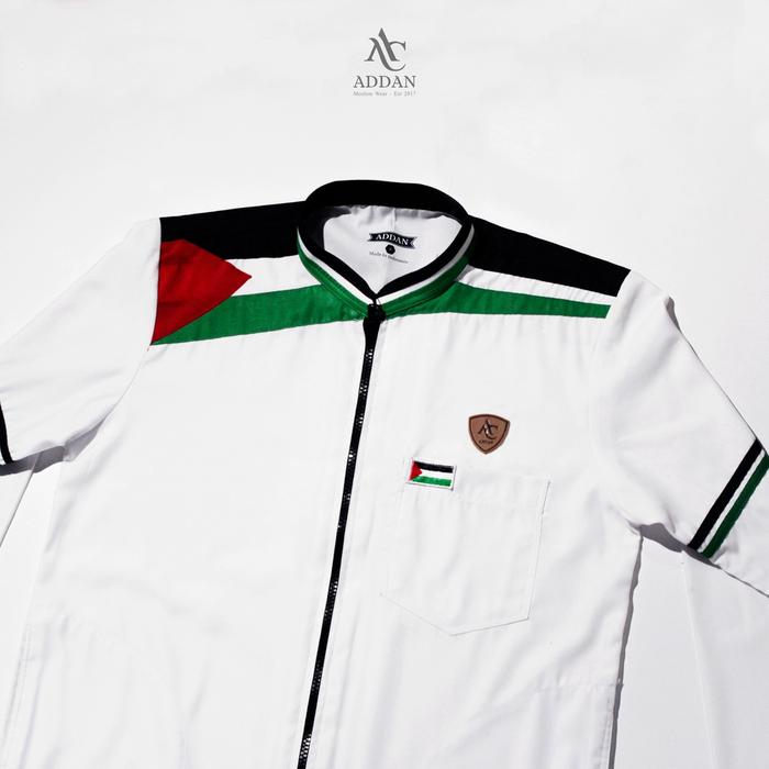 Baju koko Palestina Putih Special Edition Model Resleting Jaket Fashio