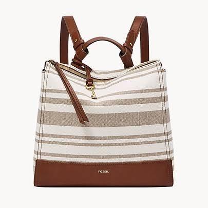 Fossil Elina Small Backpack Neutral Stripe
