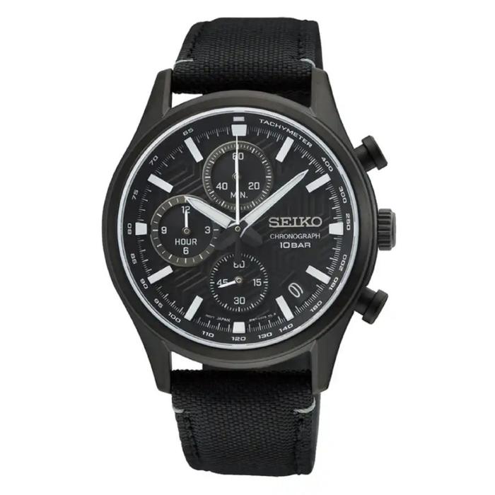 Seiko Men SSB421P1 Quartz Chronograph Sapphire Black Dial SSB421